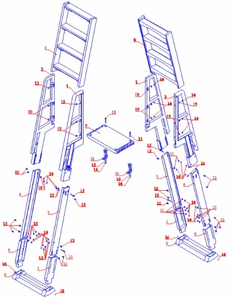 Лестница для бассейна универсальная двусторонняя 4+4 ст. SLA001 (пластик) 